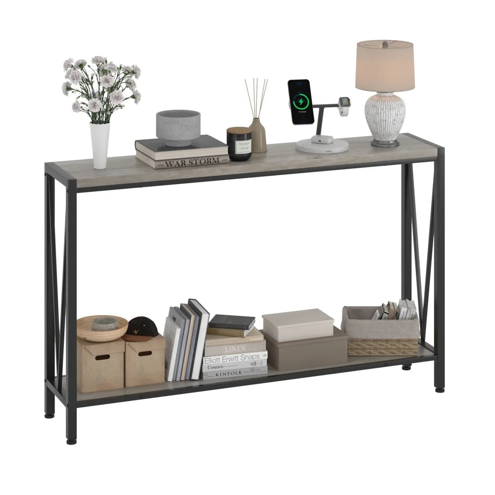 Industrial Console Table 2-Tier Entryway Table with Storage