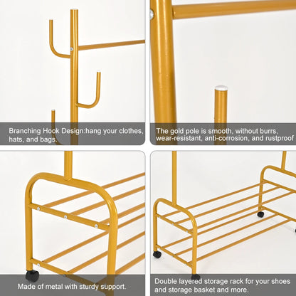 2- layer Garment Rack Gold with Wheels.