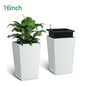 Outdoor Planters 16" Tall Flowers Plant Pots Set of 2 with Tray