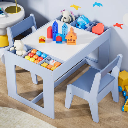Wooden Toddler Table and 2 Chairs, Kids Table Set