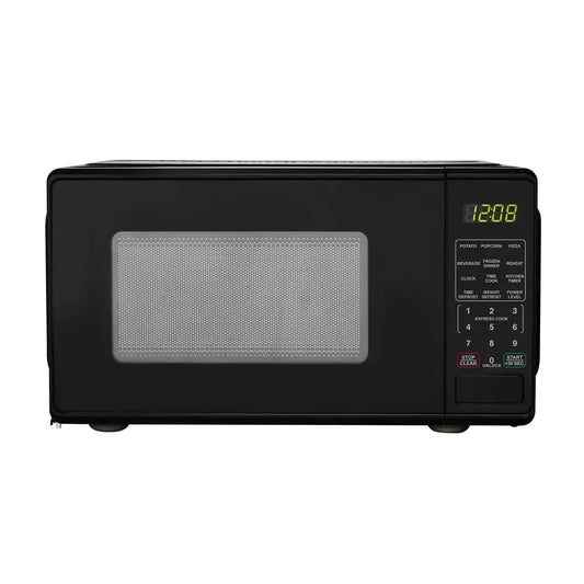 Compact 0.7 Cu ft 700W Black Countertop Microwave Oven