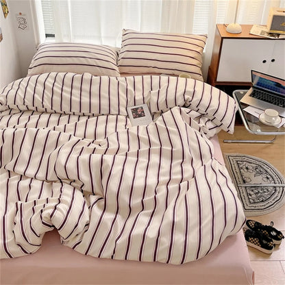 Pure Cotton Home Textile Blue Striped Bedding Set