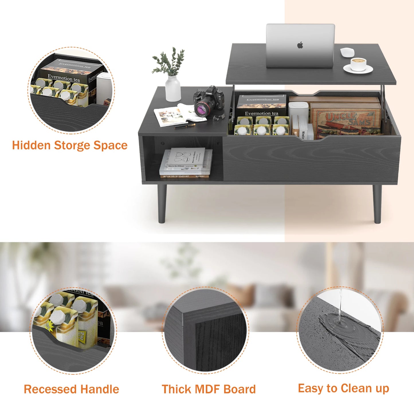 Lift Top Coffee Tables For Living Room 39.37"x19.7" Desk