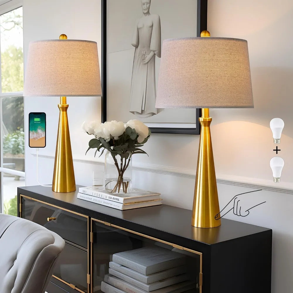 25.75" 3-Way Dimmable Touch Control USB Table Lamp