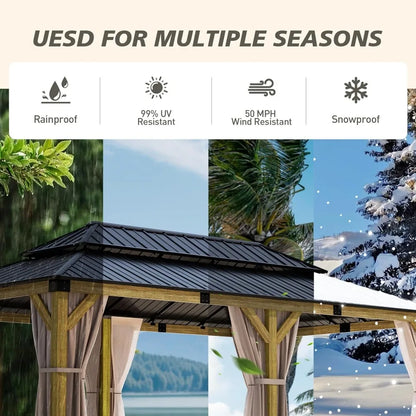 Outdoor Wooden 12x20 FT Hardtop Gazebo.