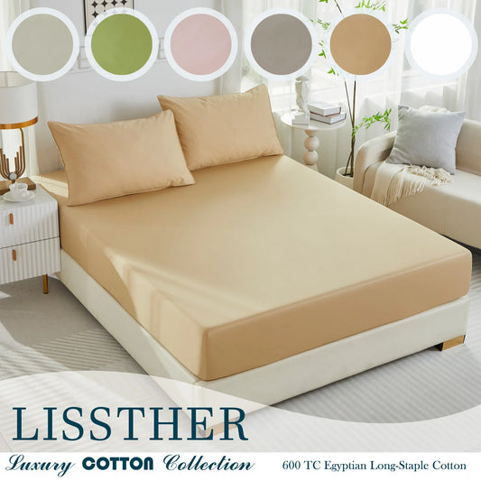 Luxury Solid Color Fitted 3Piece Sheets Set.
