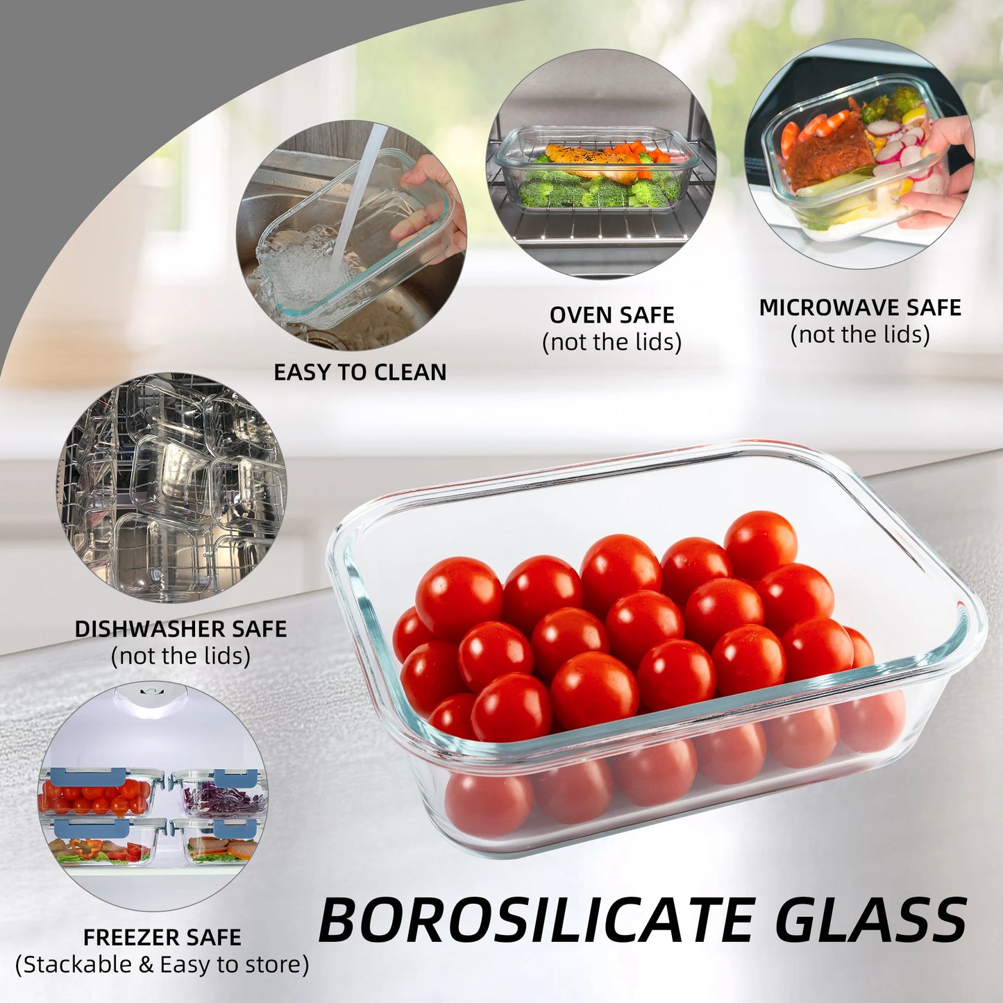 16-Piece Glass Food Storage Containers Set