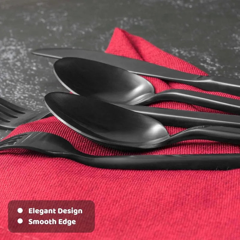20pc Cube Black Forged Silverware Set.