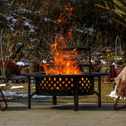 42 Inch Fire Pit Table, 2 Grills, Lid & Poker.