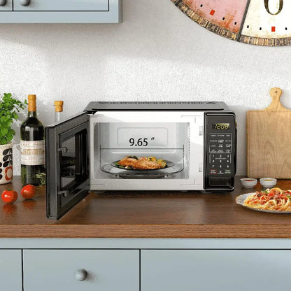 Compact 0.7 Cu ft 700W Black Countertop Microwave Oven