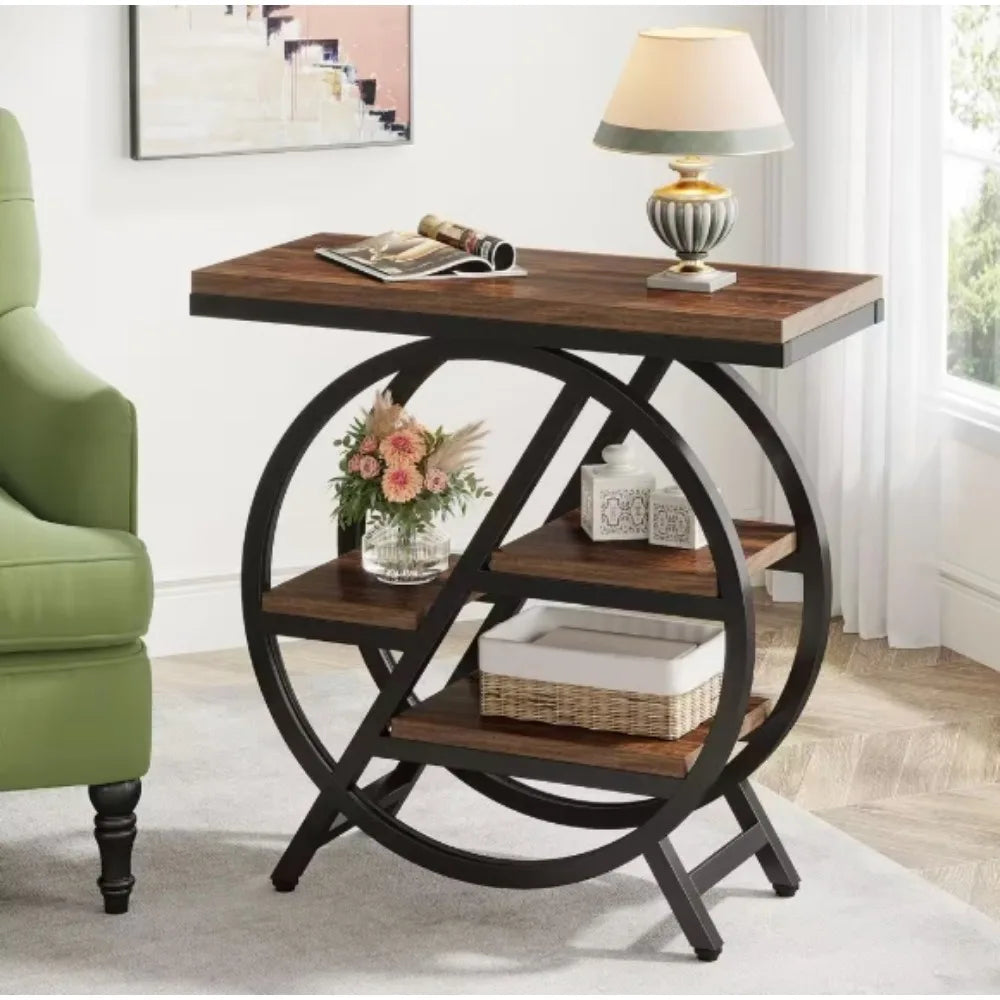 Rectangle MDF End Table with Storage, 3-Tier