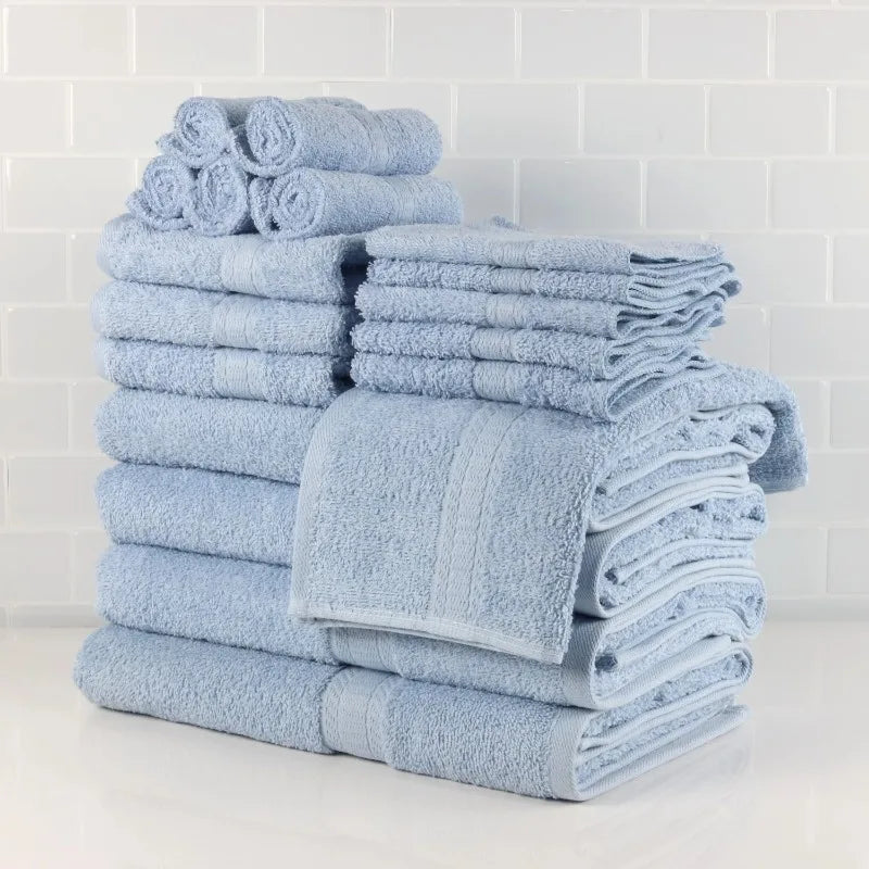 18-Piece 100% Cotton Towel Set, Soft and Super Absorbent
