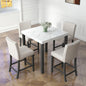 5-Piece Dining Set with Imitation Marble Tabletop