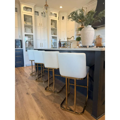 White and Gold Bar Stools - 24 inch Island Chairs