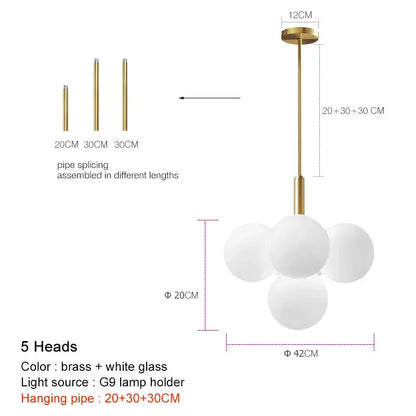 Nordic Minimalist Frosted Glass Ball Led Chandelier