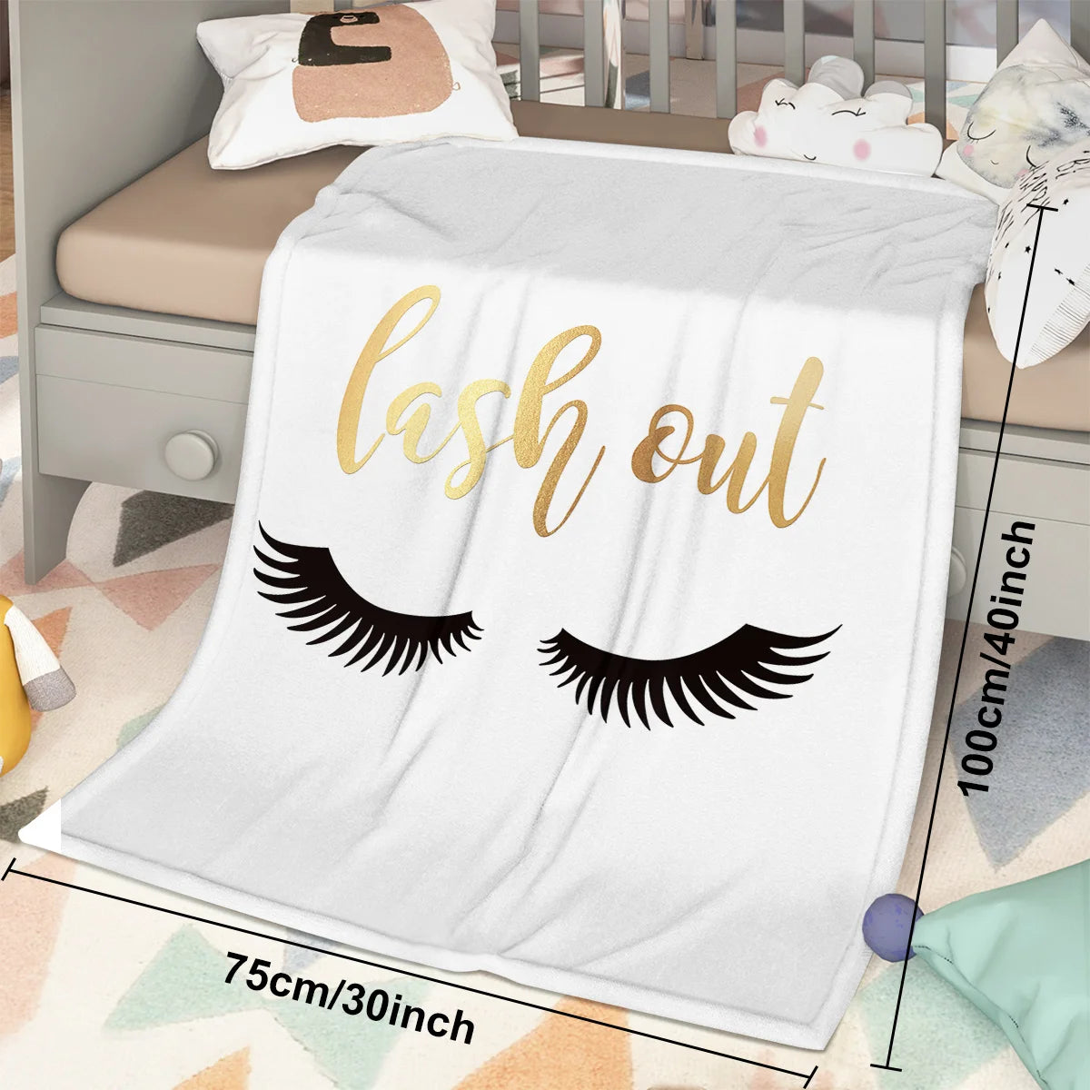 Long Eyelashes Printed Throw Blanket Plush Fluffy