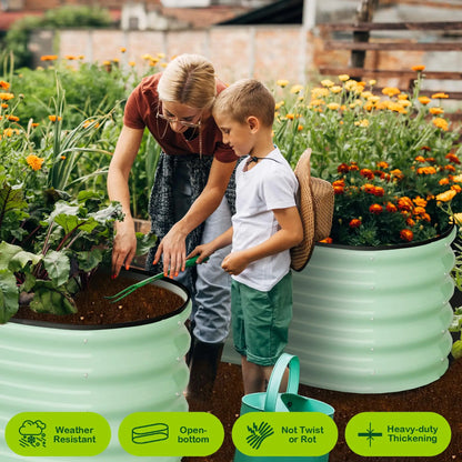 2-Pack Oval Galvanized Steel Raised Garden Bed