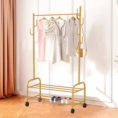 2- layer Garment Rack Gold with Wheels.