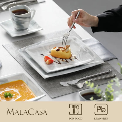 30PCS Marble Grey Porcelain Tableware Dinnerware Set