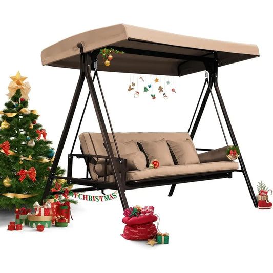 Outdoor Patio Porch Swing Adjustable Backrest