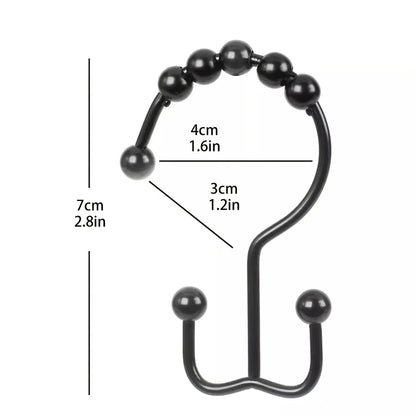 12 PC Premium Rust-Proof Stainless Steel Shower Curtain Hooks