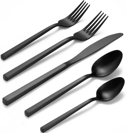 20pc Cube Black Forged Silverware Set.