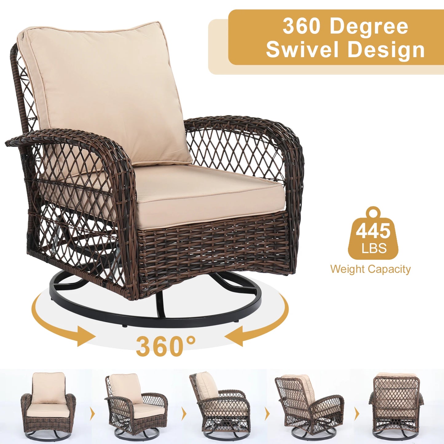 3 Pieces Outdoor Patio Furniture Set.