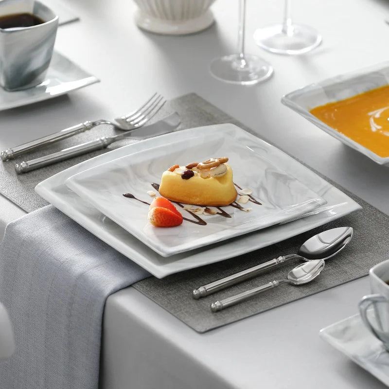 30PCS Marble Grey Porcelain Tableware Dinnerware Set