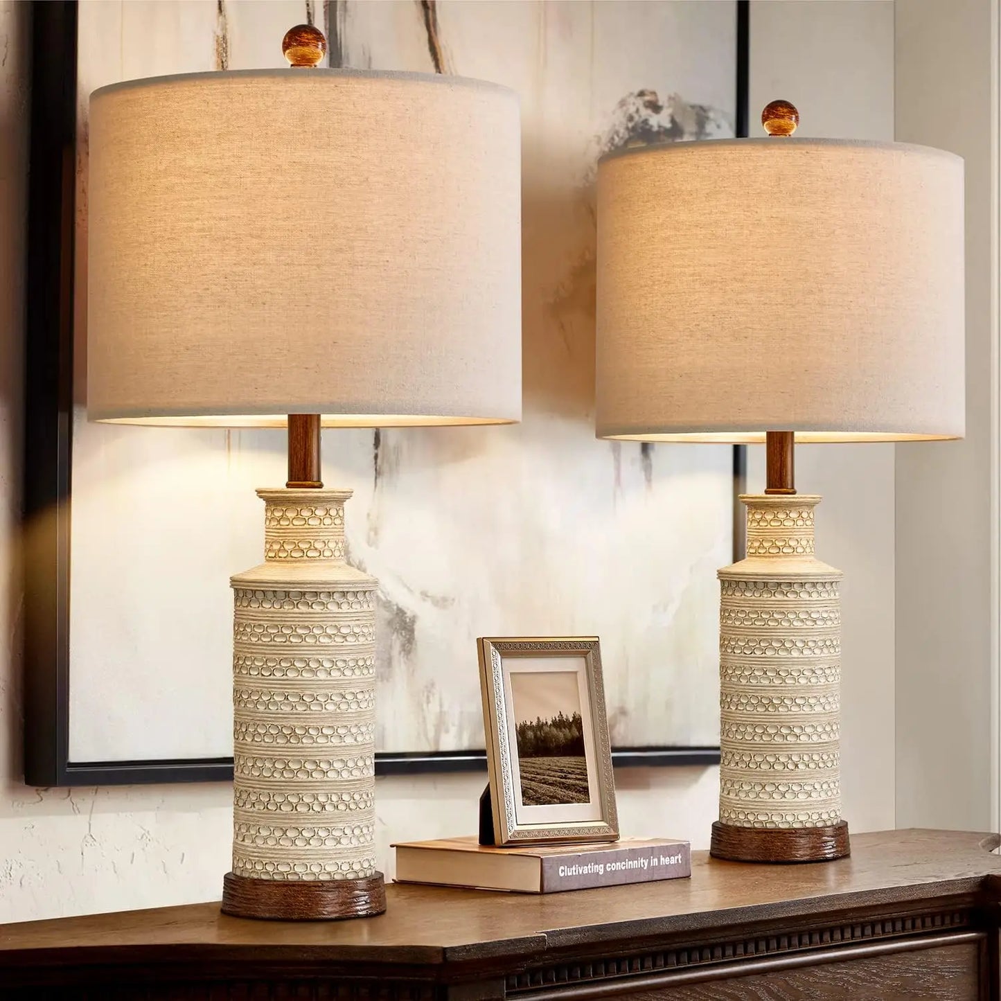 24'' Farmhouse Table Lamp Set of 2