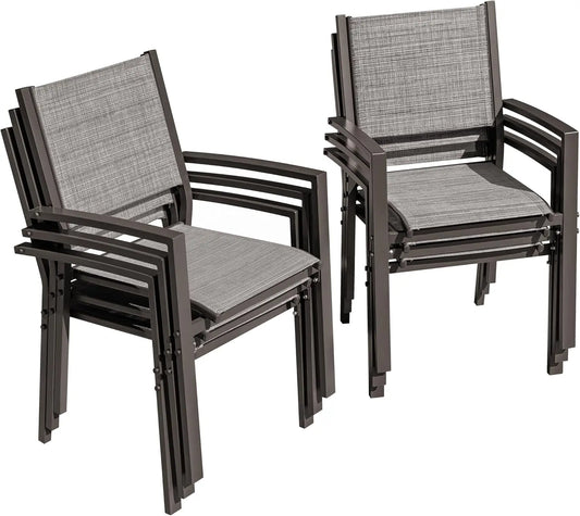 6 Outdoor Textile Patio Chair Set Stackable.