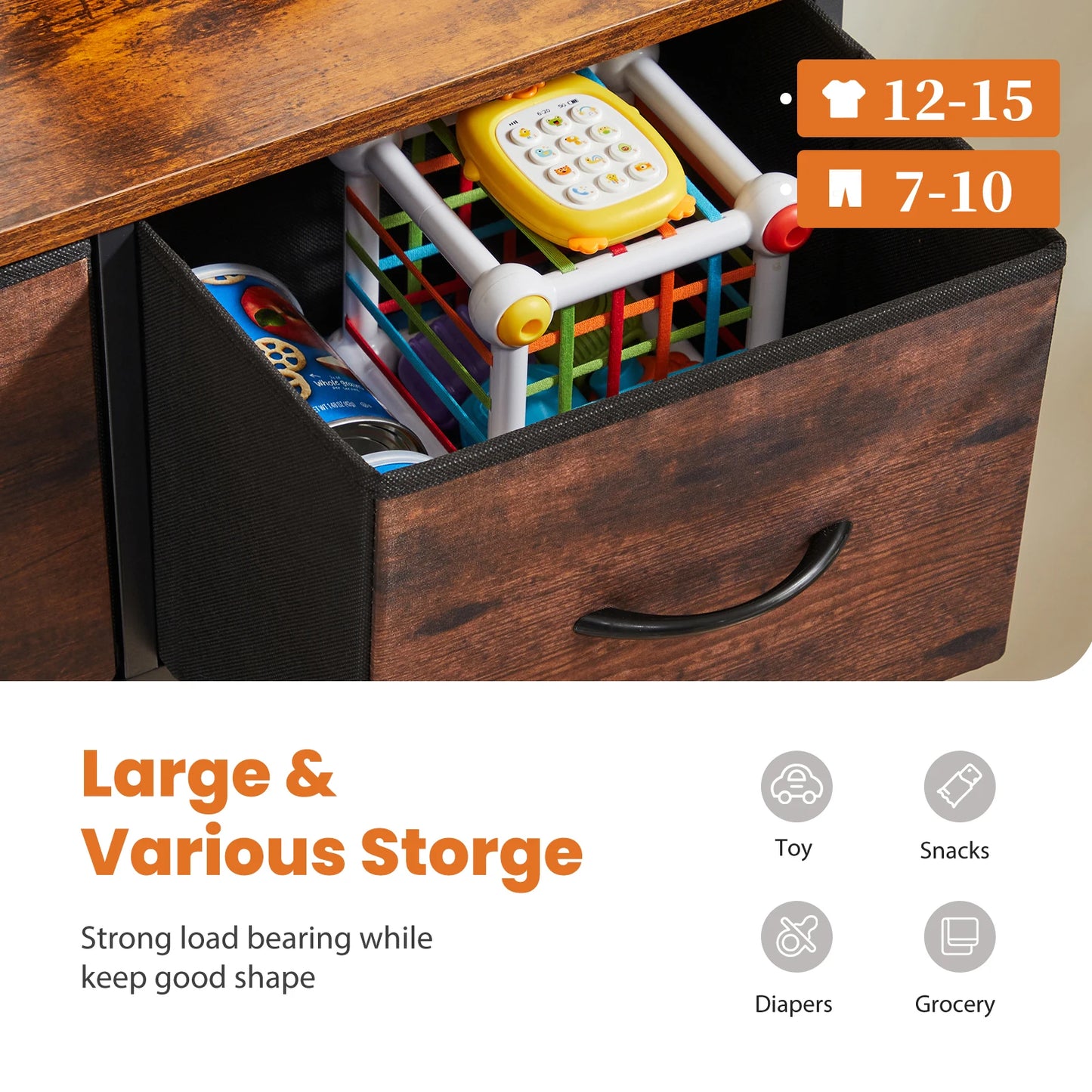 Dresser For Bedroom 9 Fabric Storage Drawer.