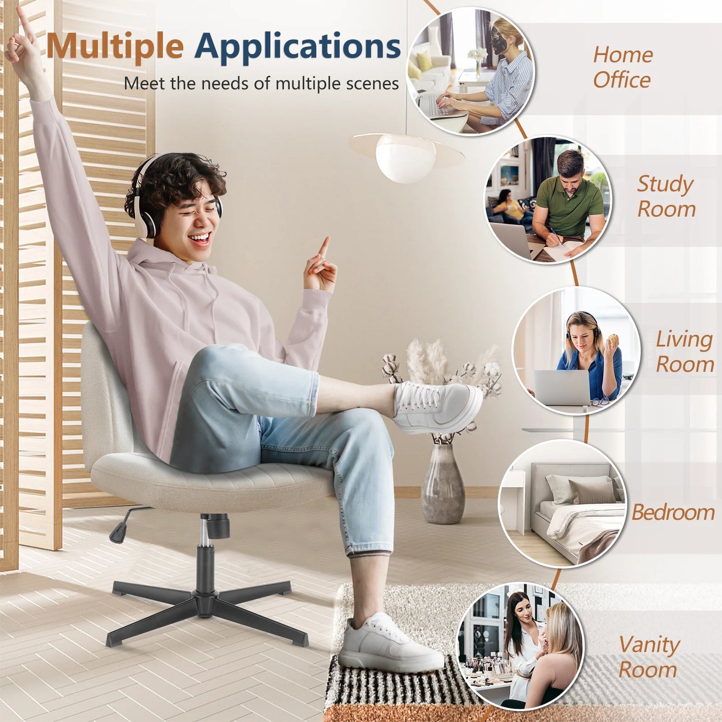 Cross Legged Office Living Room Rocking Gaming Chair