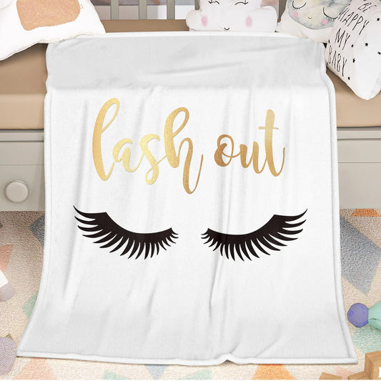 Long Eyelashes Printed Throw Blanket Plush Fluffy