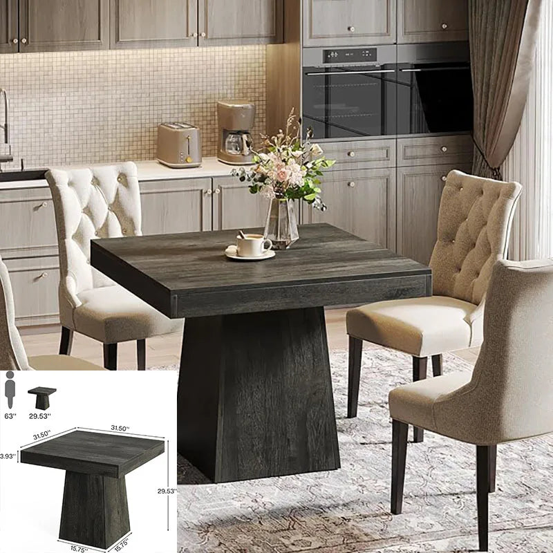 63-Inch Black Dining Table for 4-6, Modern Kitchen Table