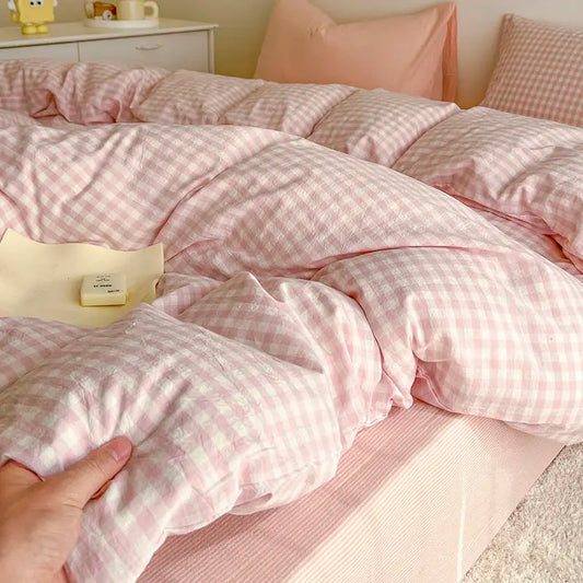 Duvet Cover Set Classic Plaid/Soft Bedding