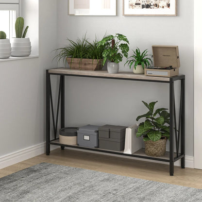 Industrial Console Table 2-Tier Entryway Table with Storage
