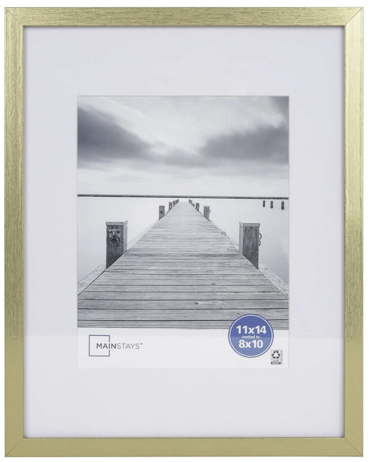 11x14 Matted to 8x10 Linear Gold Gallery Picture Frame