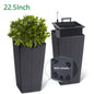 Outdoor Planters 16" Tall Flowers Plant Pots Set of 2 with Tray
