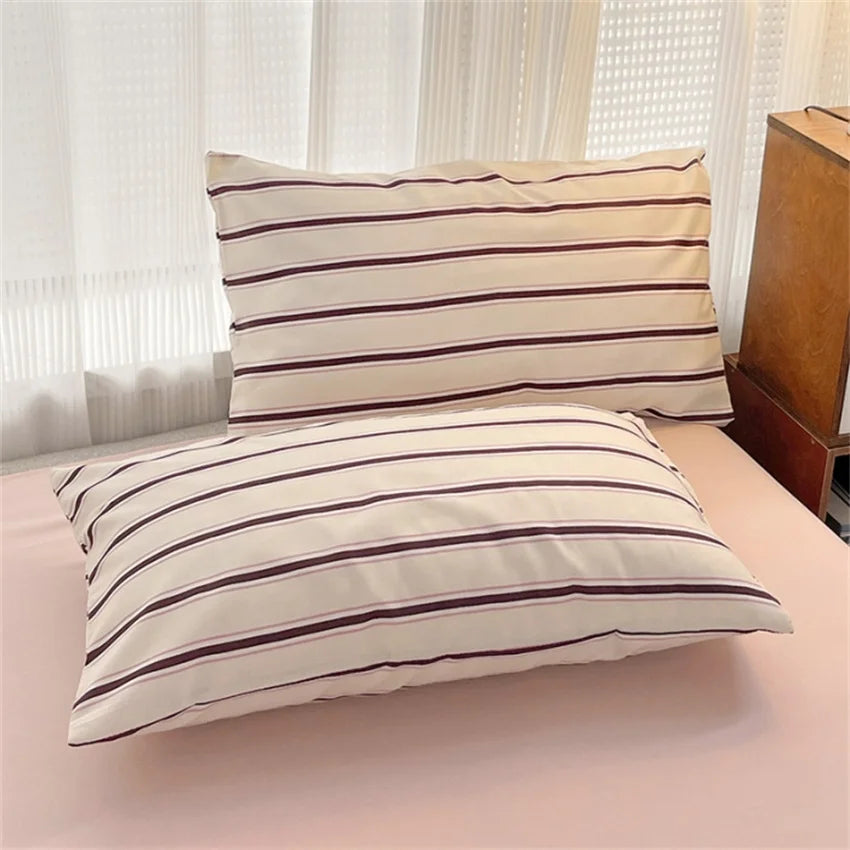 Pure Cotton Home Textile Blue Striped Bedding Set