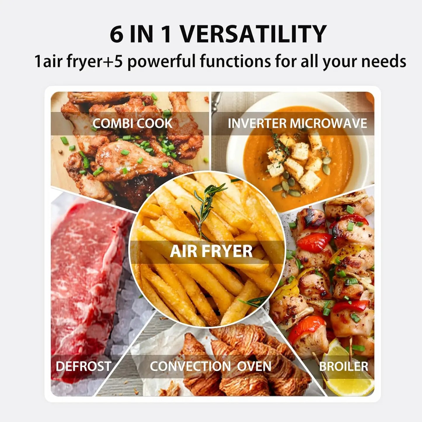 6-in-1 Inverter Countertop Microwave Oven Air Fryer