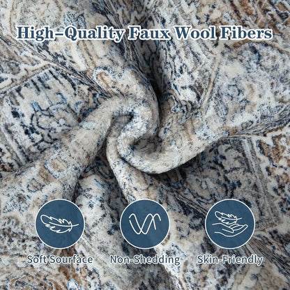 Faux Cashmere Vintage Printed Rug Area Rugs