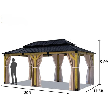 Outdoor Wooden 12x20 FT Hardtop Gazebo.