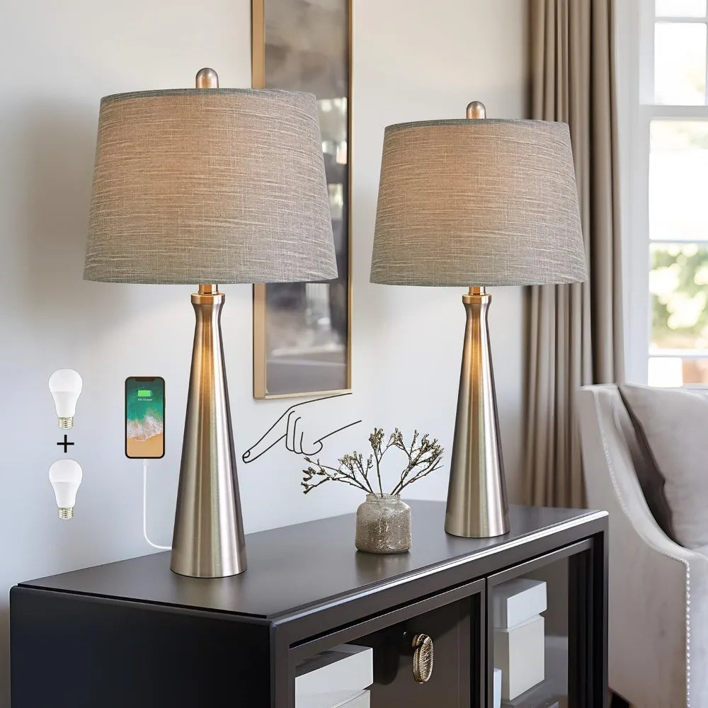 25.75" 3-Way Dimmable Touch Control USB Table Lamp