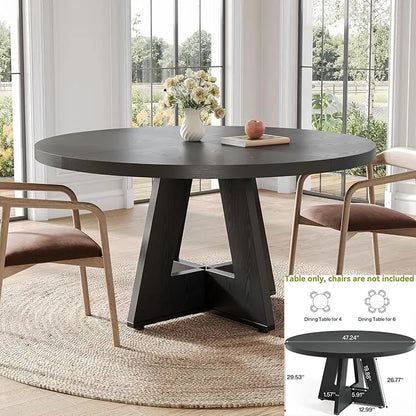 63-Inch Black Dining Table for 4-6, Modern Kitchen Table