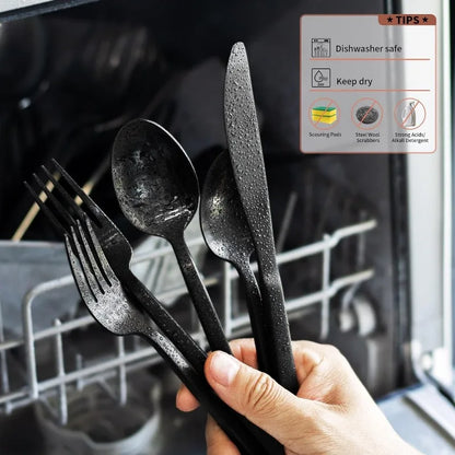20pc Cube Black Forged Silverware Set.