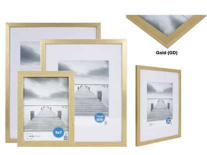 11x14 Matted to 8x10 Linear Gold Gallery Picture Frame