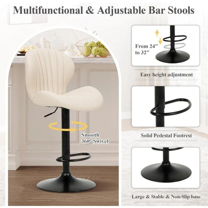 Bar Stools Set of 4, Modern Swivel Bar Chairs