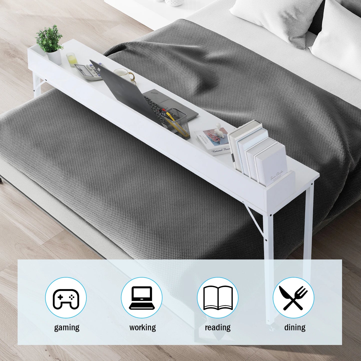 Over bed Table with Wheels, Queen/Full Size
