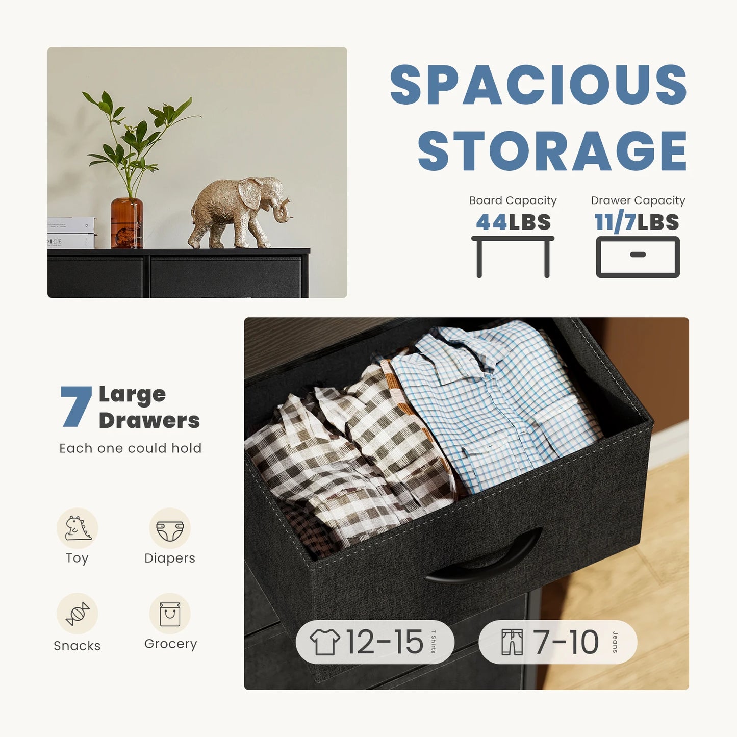 Bedroom Dresser 









Dresser For Bedroom 7 Fabric Drawers Organizer
