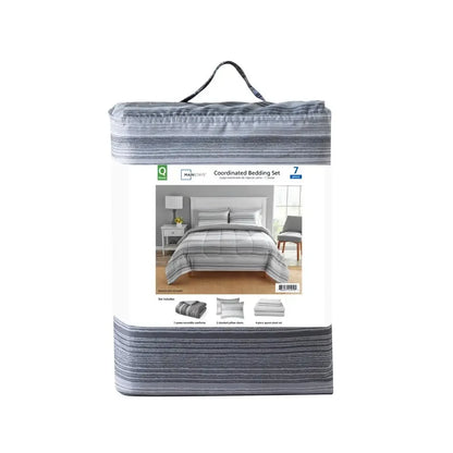Grey Ombre Stripe Comforter Set Bed.